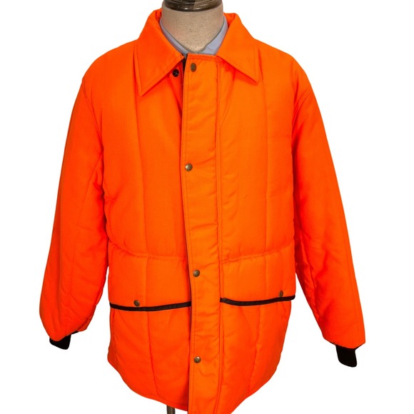 RefrigiWear Puffer Jacket Men XLarge Neon Orange Hunt Outdoor Anarok HiVis Coat - Picture 1 of 12